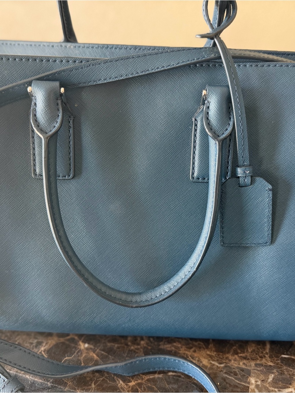 kate spade Blue Structured Saffiano Leather Tote